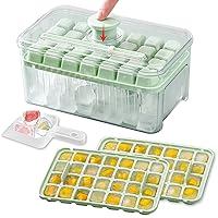 Mini Ice Cube Trays for Freezer, Ice Cube Tray with Lid and Bin, 2 Pack 56 PCS Small Ice Cube Mold with Ice Scoop for Whiskey, Cocktail, Coffee and Kids DIY