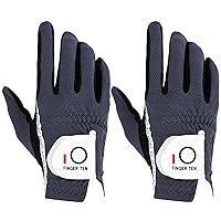 FINGER TEN Men's Golf Glove Rain Grip Pair Both Hand or 2 Pack Left Right Hand, Hot Wet Weather No Sweat Black Gray White Blue Fit Size Small Medium Large XL