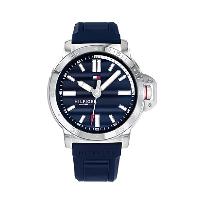 Tommy Hilfiger Men's Quartz Stainless Steel and Silicone Strap Casual Watch, Color: Blue (Model: 1791588)