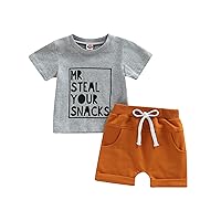 BeQeuewll Summer Baby Boy Clothes Letter Print Short Sleeve T-shirt Tops and Shorts Set Cute Baby Outfit for Boys