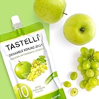 KONJAC Jelly: 10 Calories, Zero Sugar, Enhanced Collagen Drink + Vitamin C + Antioxidants, Perfect for Weight Management and Satisfying Cravings (Apple + Green Grape) - 150mL x 10 Pouches