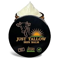 Earthborn Organics Just Tallow 100% Grass Fed Beef Tallow Whipped Balm For Skin Care Full Body & Face Moisturizer For Sensitive Skin, Double Purified All-Purpose Whipped Tallow Skin Cream (Unscented)