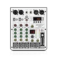 4-Channel Audio Mixer, ARVOMIC DJ Mixer with USB Audio Interface, Function, 16 DSP Effects, and 3-Band EQ (ARMX-4)