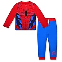 Marvel Spider-Man Boys’ Long Sleeve Shirt and Jogger Pant Set for Toddlers – Red/Blue