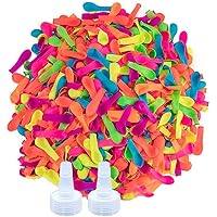 Hlonon 2000 Pack Water Balloons, 5-6 Inches, Multi-Color, Biodegradable Latex, Includes 2 Hose Nozzles, Great for Summer Party