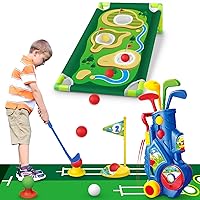 Kids Golf Club Set, Toddler Golf Set with Golf Board, Putting Mat, 8 Balls, 4 Golf Clubs and Golf Cart, Indoor and Outdoor Sports Toys Gifts for Boys Girls Aged 2 3 4 5 6 Years Old (Blue)