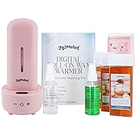 Roll On Wax Kit for Hair Removal - Wax Roller Kit, Digital Wax Warmer, 3 Honey Wax Refills, 100 Waxing Strips, 1 Pre Wax & 1 Post Wax Spray, For Women & Men, Remove Body Hair at Home (Pink)