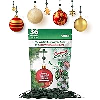 ORNAMENT ANCHOR Ornament Hooks for Hanging Christmas Decorations - No-Slip Hanging Hooks for Xmas - Heavy Duty Christmas Tree Ornaments Hanger Hooks for Small & Large Ornaments (Green, 36 Count)