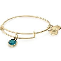 Birthstones Expandable Bangle for Women, Crystal Charm for Every Month, Shiny Finish, 2 to 3.5 in