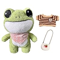 Frog Stuffed Animals Plush Toy with Removable Clothes Cute Soft Frog Plush Stuffed Gifts for Kids - 12 Inch ([3acc] Stripe T-Shirt, Frog-12)