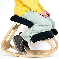 Ergonomic Kneeling Office Chair - Rocking Home & Work Wooden Computer Desk Chairs, Back & Neck Spine Pain, Better Posture, Ergo Knee Support Stool, Cross Legged Sitting (Black)