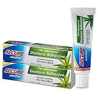 Sensitive Denture Adhesive with Aloe Vera & Myrrh – 12-Hour Max Hold – Patented Waterproof Seal – for All Denture Types – Food Grade Ingredients – FSA HSA Approved – 1.4 oz