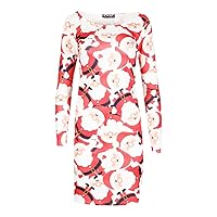 Oops Outlet Women's Christmas Scarfed Skull Candy Stick Xmas Bodycon Mini Dress