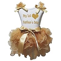 Petitebella My 1st Father's Day White Cotton Shirt Gold Petal Skirt Outfit Nb-8y