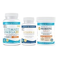 Nordic Naturals Starter Pack - Vitamin A + Carotenoids, Ultimate Omega 2X with Vitamin D3, Nordic Flora Probiotic Daily