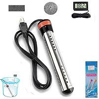 2000W Immersion Water Heater,Portable Bucket Heater with Digital LCD Thermometer, Stainless Steel Guard Anti-scalding Submersible Water Heater for Pool Bathtub,UL Listed