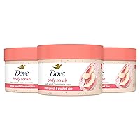 Dove Body Scrub White Peach & Crushed Rice 3 Count for Visibly Silky-Smooth, Nourished Skin, with ¼ Moisturizing Cream, 10.5 oz