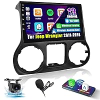 6+128GB 8 Core for 2011-2014 Jeep Wrangler Upgrate Android Radio with Wireless Carplay,10.1'' Touch Screen Wrangler Stereo Dash Kit, Android Auto/32EQ DSP/Bluetooth 5.0/GPS/WiFi/SWC, Backup Camera