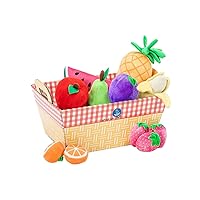 Educational Insights Plush Fruit Basket 12-Piece Set, Pretend Play Food, Early-Learning Skills, Ages 2+