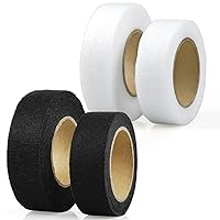 PLANTIONAL 4 Rolls Iron on Hem Tape, Light and Medium Weight Adhesive Web，No Sewing Required, Fabric Fusing Hemming Tape for Pants Clothes Curtains, 1 Inch x 22 Yards Each (White&Black)