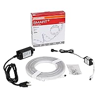 Sylvania Smart 16.4 ft Bluetooth Mesh LED Flex Light Strip Outdoor Starter Kit for Alexa/Google/Apple HomeKit, RGBTW Full Color, Dimmable, Accessories Included, Outdoor Rated - 1 Pack (75777)