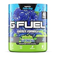 G Fuel Fruit Punch Tub (40 Servings) and Sour Blue Raspberry Powder (40 Servings) - Elite Energy Formula