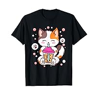 Cat Boba Tea Bubble Tea Kawaii Anime Japanese Neko Girl Teen T-Shirt
