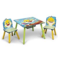 Kids Table Storage (2 Chairs Included) -Ideal for Arts & Crafts, Snack Time, Homeschooling, Homework & More, Baby Shark, 3 Piece Set
