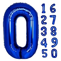40 Inch Giant Navy Blue Number 0 Balloon, Helium Mylar Foil Number Balloons for Birthday Party, Birthday Decorations for Kids, Anniversary Party Decorations Supplies (Navy Blue Number 0)