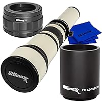 Ultimaxx 650-1300mm f/8-16 Manual Zoom Lens for Nikon Z7, Z7 II, Z6, Z6 II, Z5, Z50 Mirrorless Cameras & Other Z-Mount Cameras & Basic Bundle - Includes: 2X Converter for T-Mount Lenses & More