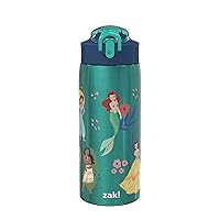 Disney Princess Water Bottle for Travel and At Home, 19 oz Vacuum Insulated Stainless Steel with Locking Spout Cover, Built-In Carrying Loop, Leak-Proof Design (Disney Princess)