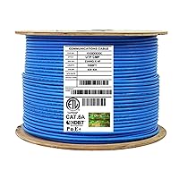 CAT6A Plenum (CMP), 10G, 1000ft, U/UTP, 650MHz, Solid Bare Copper, Bulk Ethernet Cable Reel in Blue