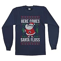 Threadrock Here Comes Santa Floss Ugly Christmas Sweater Kids Youth Long Sleeve T-Shirt