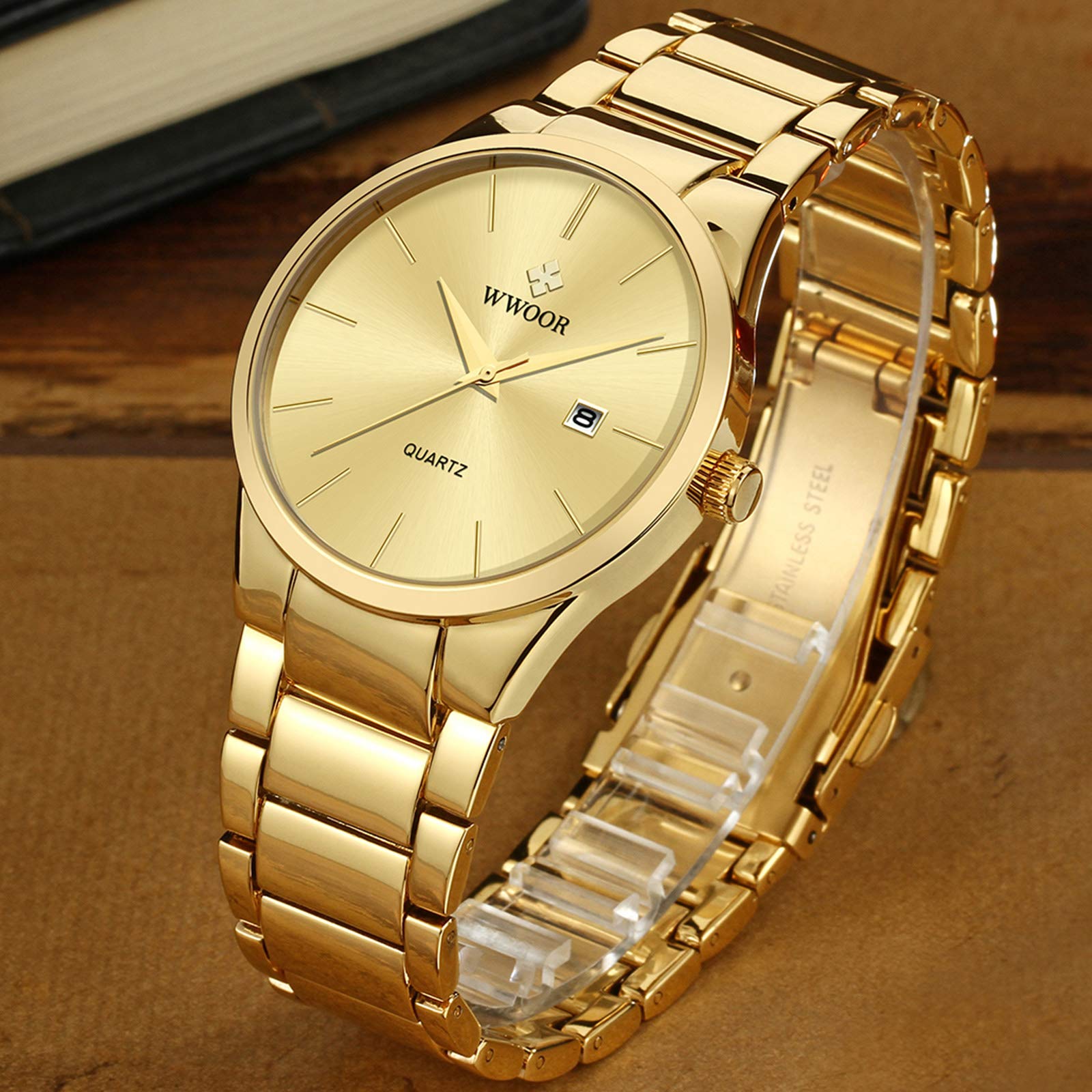 WWOOR Square Watches for Men and Women and Gold Watches for Men