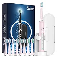 Sonic Electric Toothbrush for Adults - Rechargeable Electric Toothbrushes with 8 Heads & Travel Case,Teeth Whitening , Power Electric Toothbrush with Holder, 3 Hours Charge for 120 Days - Sakura Pink