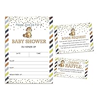 Set of 30 Monkey Jungle Animals Baby Shower Invitations-Diaper Raffle Tickets and Baby Shower Book Request Cards Gender Neutral Invites Its A Boy Its A Girl