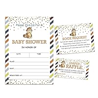 Set of 30 Monkey Jungle Animals Baby Shower Invitations-Diaper Raffle Tickets and Baby Shower Book Request Cards Gender Neutral Invites Its A Boy Its A Girl