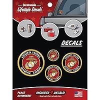 Decalcomania - 4 Piece US Marine Corps Logo Decals - USMC Military Stickers for Truck Car Phone Tablet Laptop - 1.75