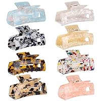 laxizar Hair Claw Clips 8 Pack Tortoise Barrettes Rectangle Shape Clips 3 Inch Fashion Hair Clips for Women