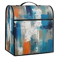 Oil Painting Orange Red Blue Abstract (04) Coffee Maker Dust Cover Mixer Cover with Pockets and Top Handle Toaster Covers Bread Machine Covers for Kitchen Cafe Bar Home Decor