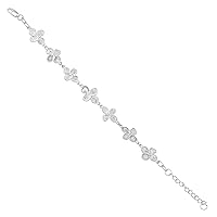 2.00 CTW Natural Diamond Polki Flower Chain Bracelet 925 Sterling Silver Platinum Plated Delicate Slice Diamond Jewelry