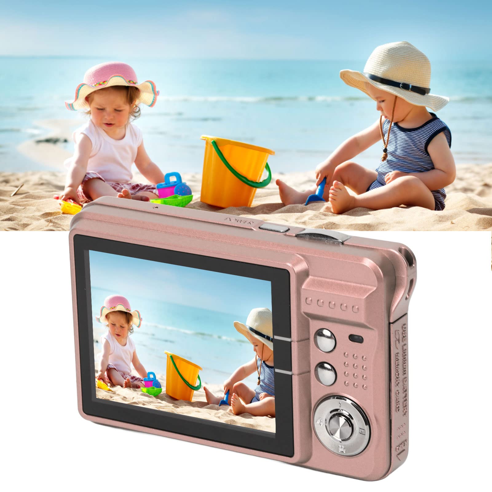 4K Digital Camera 48MP with 8X Zoom and 2.7in LCD Screen, Rechargeable Pocket Camera and 128GB Memory Card Support, USB Transfer Camera Camera for Beginners (Pink)