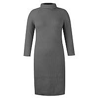 Sweater Dresses for Women 2023 Trendy Solid Color Straight Simple Warm with Long Sleeve Turtle Neck Knit Dress