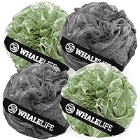 Loofah Sponge Bath Sponge for Women Men 4 Pack (Gray Green)