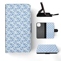 Blue Nautical Anchor Pattern 2 FLIP Wallet Phone CASE Cover for Apple iPhone 15