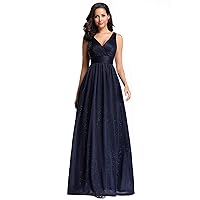 Ever-Pretty Womens Double V-Neck Elegant Long Maxi Evening Party Dress for Women US 6 Navy Blue