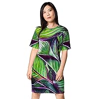 PHNYXPRO | T-Shirt Dress | Polyester Blend | 2XS-6XL | Leaf Art Print | Line in Nature 9