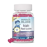 Kids Feel Calm Gummies, Support a Sense of Calm and Relax The Body, Made with Magnesium, L-theanine, Sugar Free Raspberry Lemonade Flavor, Age 4+, 60 Gummies