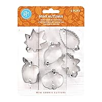 International Mini Autumn Leaf Cookie Cutters, Acorn, Pumpkin, Oak, Maple, Aspen, Apple, 6-Piece Set in Gift Tin