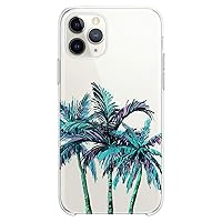 TPU Case Compatible for iPhone 14 Pro Palm Trees Slim fit Cute Flexible Silicone Tropical Glam Pink Graphic Print Design Nature Clear Girls Soft Woman